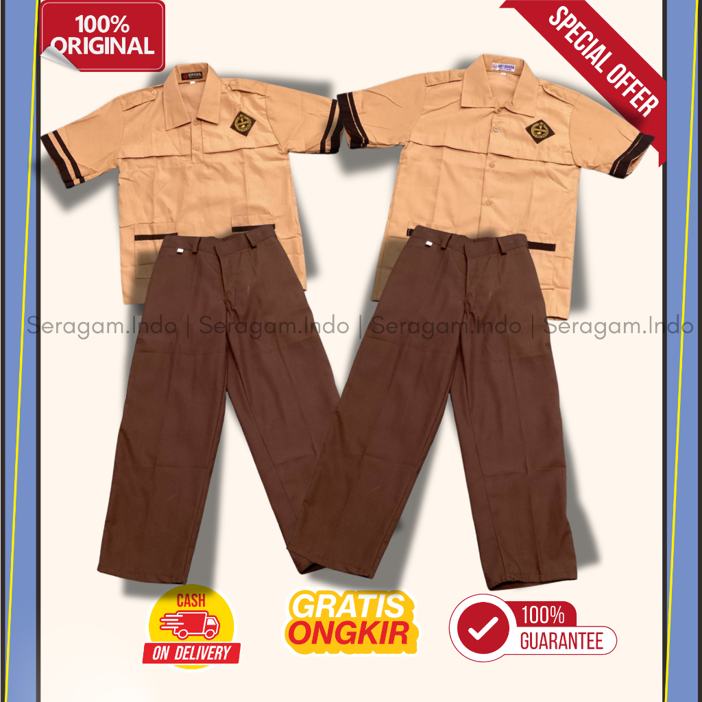 Setelan Pramuka Siaga SD Baju Panjang Pendek Celana Pramuka SIaga Laki-Laki Perempuan