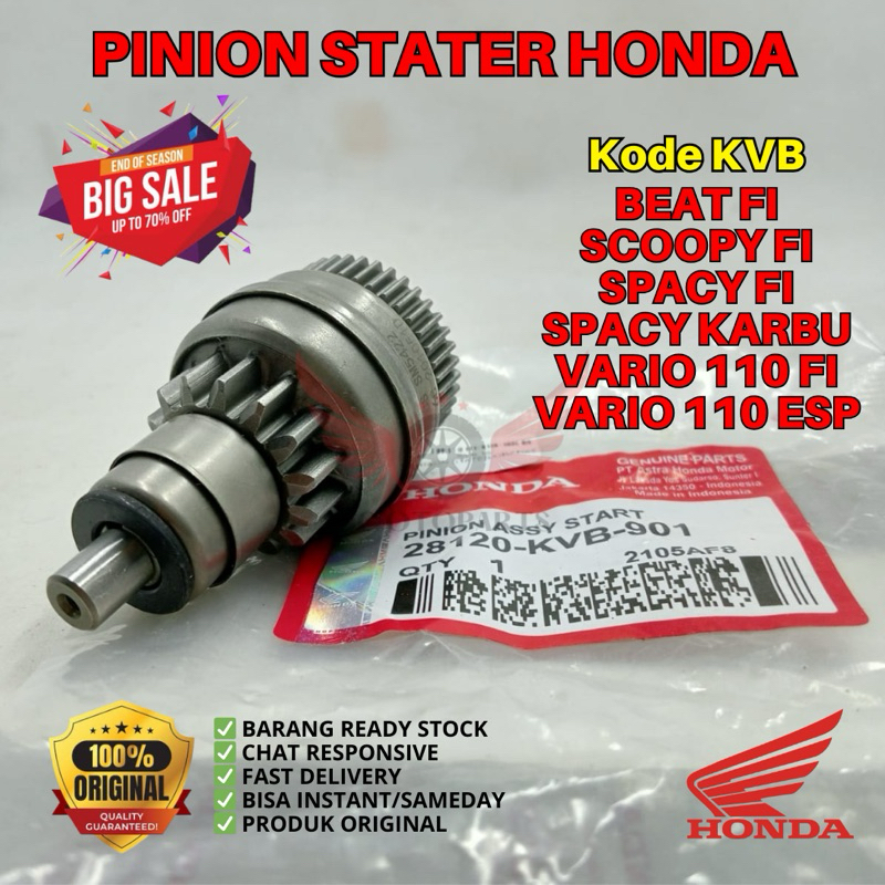 KVB PINION STATER BEAT FI ORIGINAL AHM HONDA, PINION STATER ORIGINAL HONDA BEAT, PINION STATER SCOOP