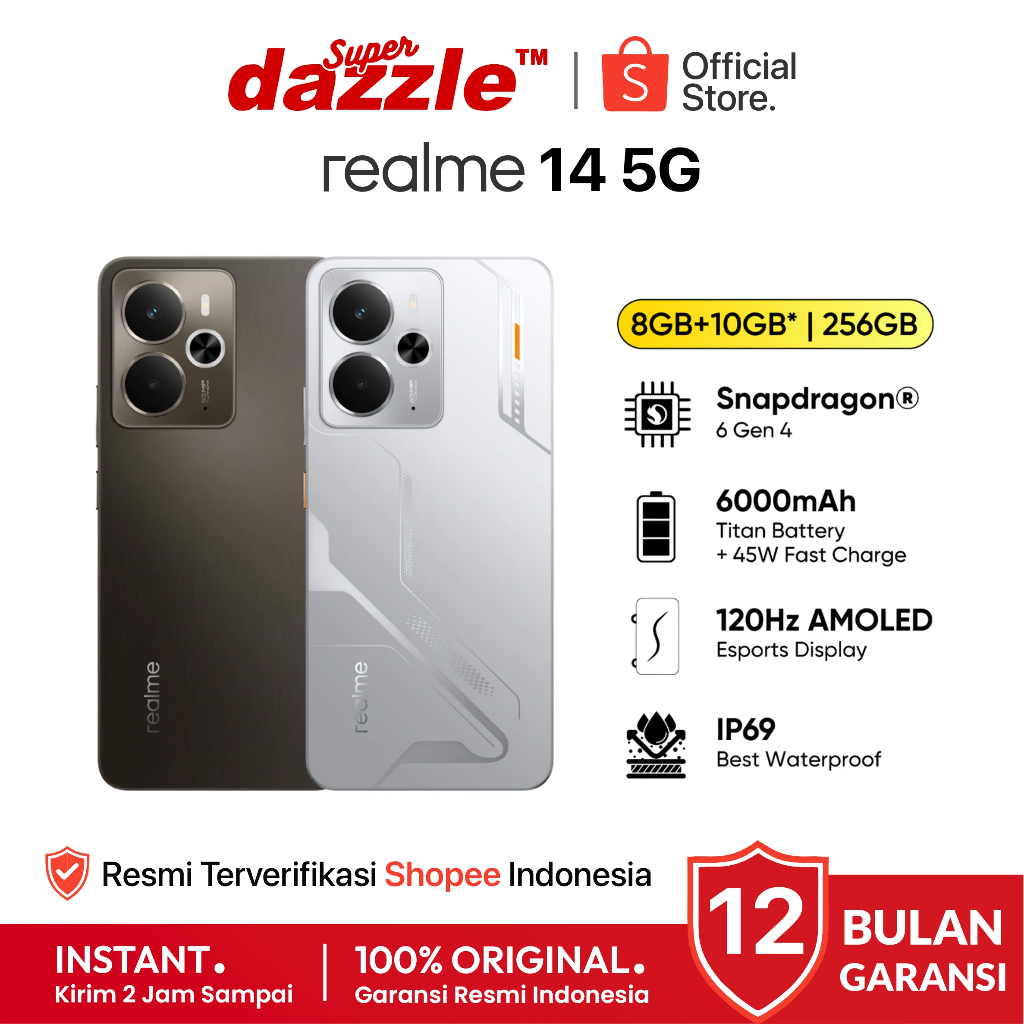 HP REALME 14 5G 8/256 GB Snapdragon® 6 Gen 4 Original Resmi Official Store Mall Ori Handphone Gaming