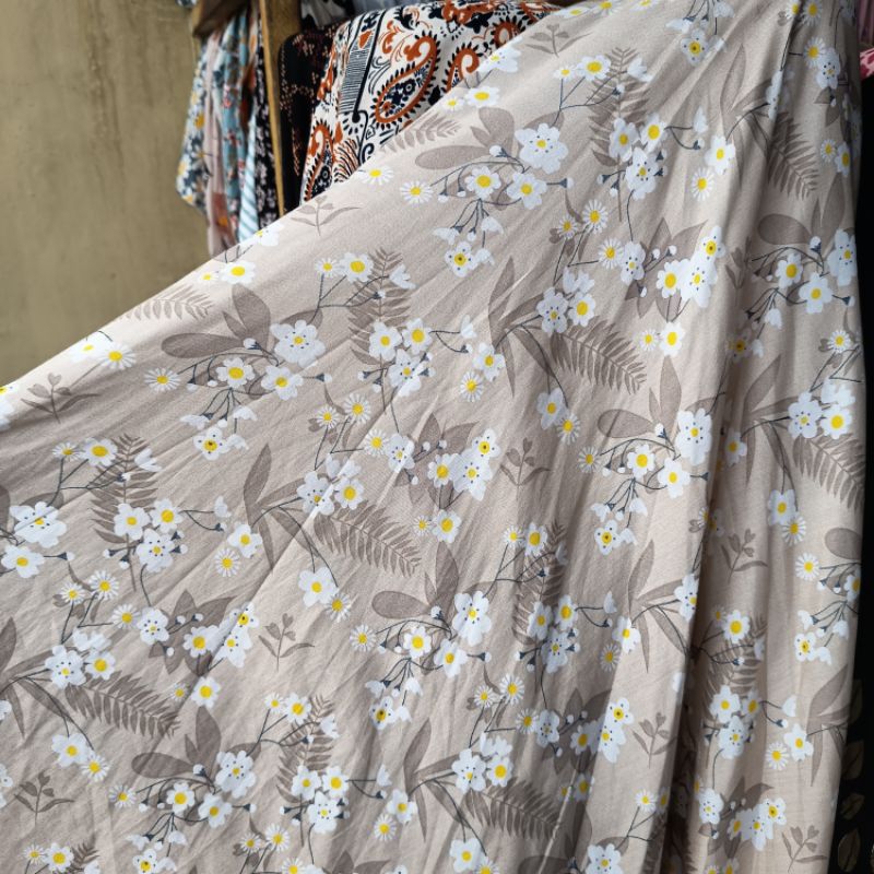 kain katun rayon motif bunga / kain rayon viscose premium