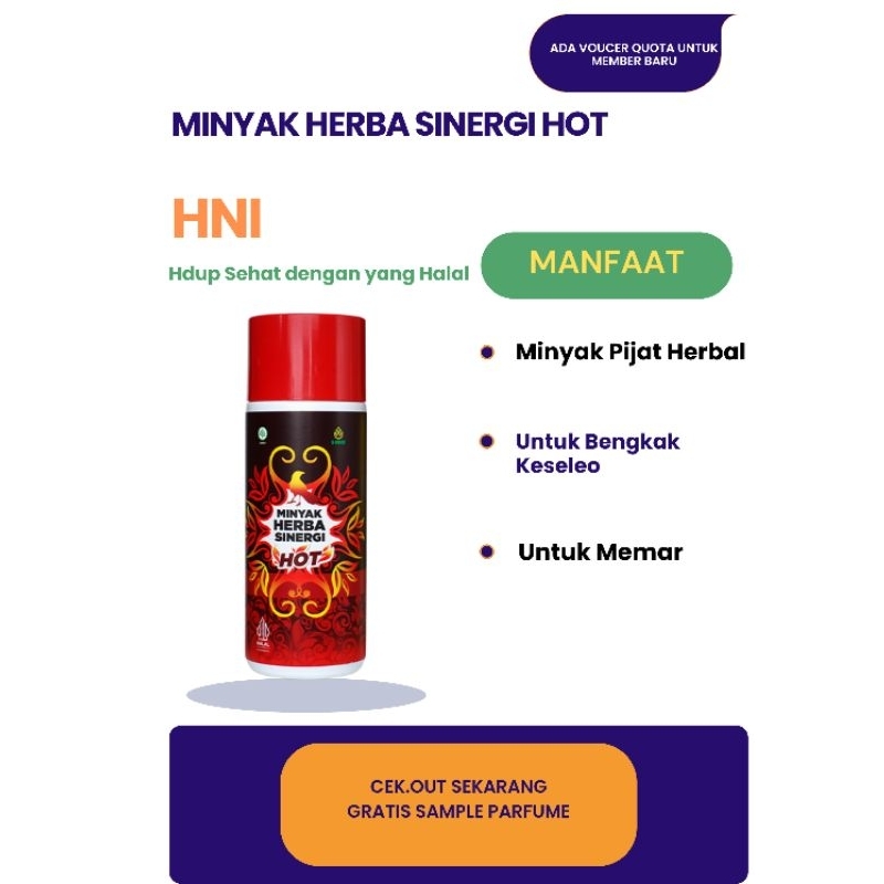 Minyak Pijat MINYAK HERBA SINERGI HOT Produk HNI Halal Network Indonesia Minyak Urut Alami Dengan Se