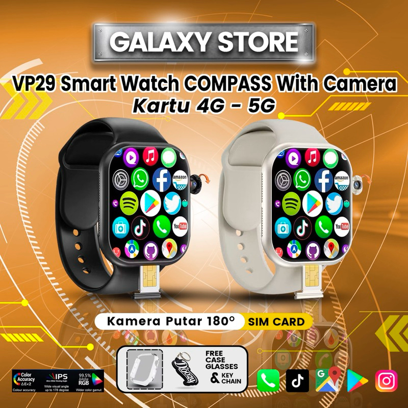 Galaxy- VP29 4G/5G Smartwatch simcard jam android 2.29inch Amoled Screen 3GB+32GB Simcard wifi hospo