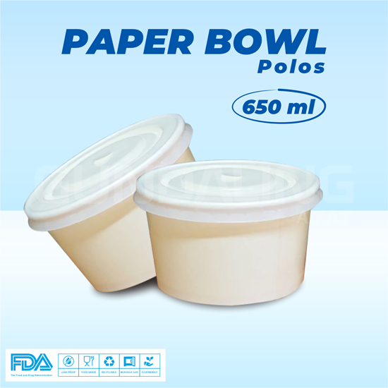 (isi 50pcs) Paper Bowl Polos 650ml, Wadah Makanan, Wadah Kemasaan, Paper Bowl Polos