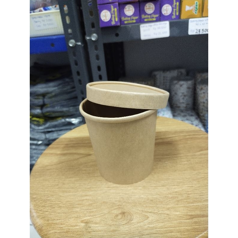 Brown Paper Cup (Soup) 16 OZ ( isi 10 pcs + tutup)