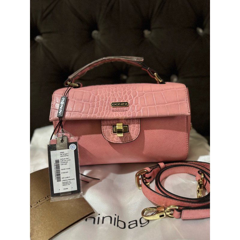 tas cantik donini vigo pink croco tanyakan stok dulu