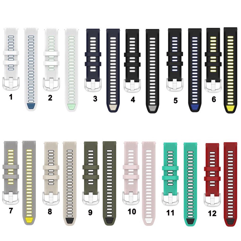 KODE T65K YSA 2mm Tali jam Dual Tone Strap Garmin Watch FORERUNNER 55 series Tali Rubber Silikon