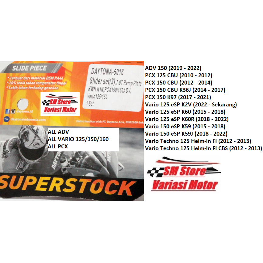Slider Piece Roller DAYTONA JAPAN VARIO125 PCX150 VARIO 150 ADV 150 VARIO 125 OLD NEW 150 160 VARIO 
