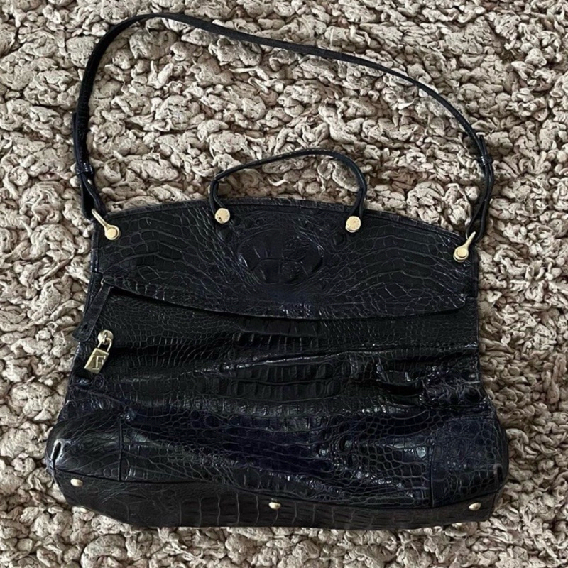 (PRELOVED) Original Authentic | Furla Black Croco Piper Messenger Bag Large