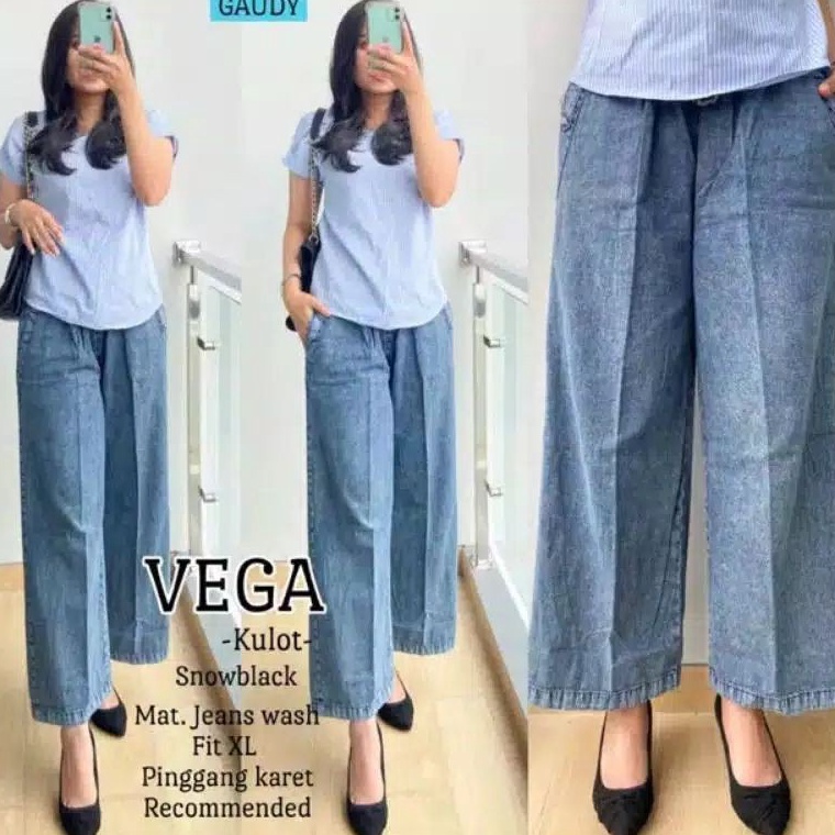 KODE N45J Vega Kulot Jeans Wash Gaudy Snow BlackNavyLight