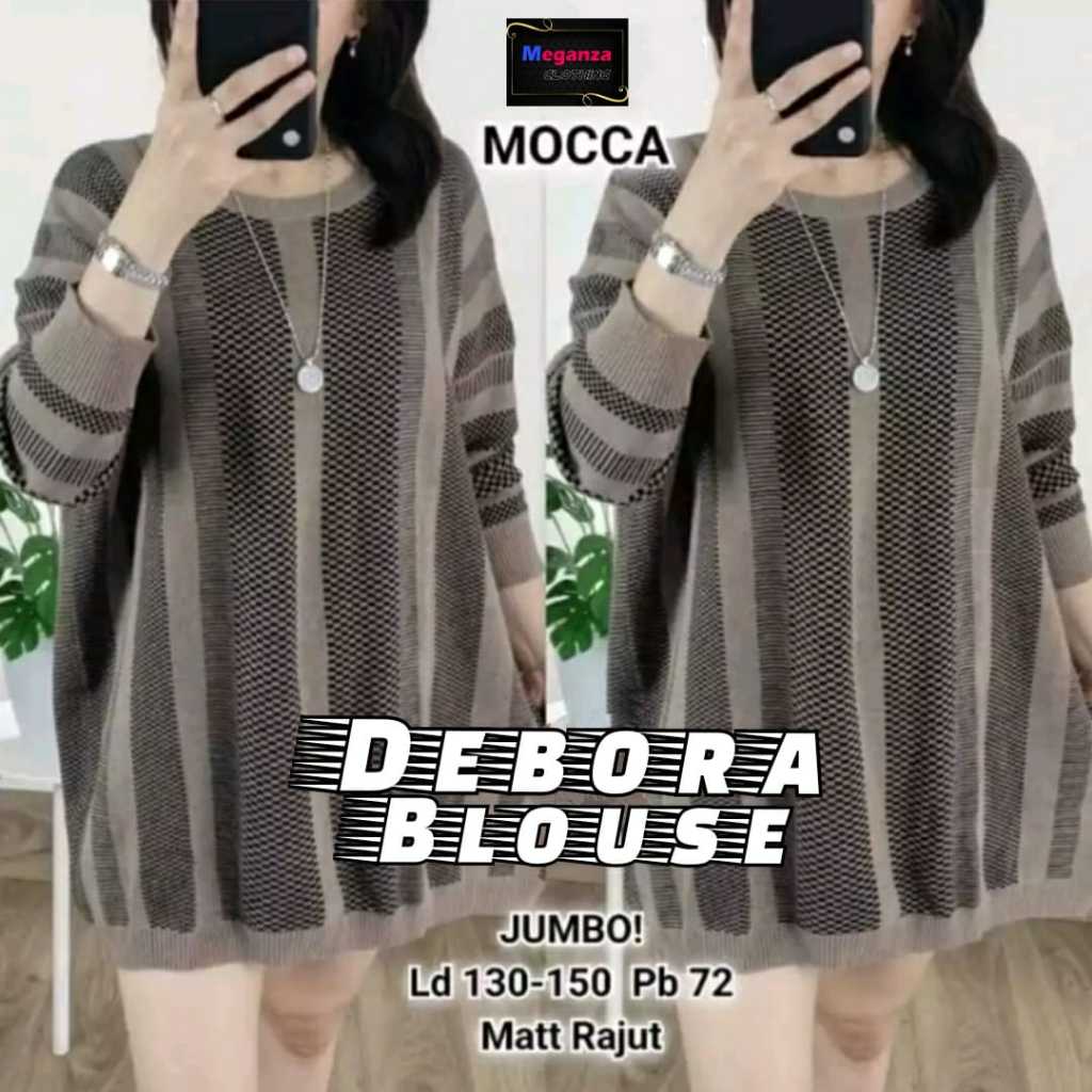 DEBORA BLOUSE RAJUT IMPORT OVERSIZE MOTIF TERBARU PAKAIAN WANITA BAJU ATASAN LENGAN PANJANG