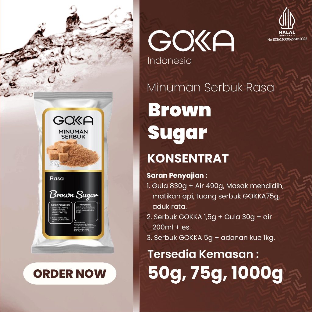 

Minuman Powder Brown Sugar / Bubuk Brown Sugar Gokka Kemasan 50gr