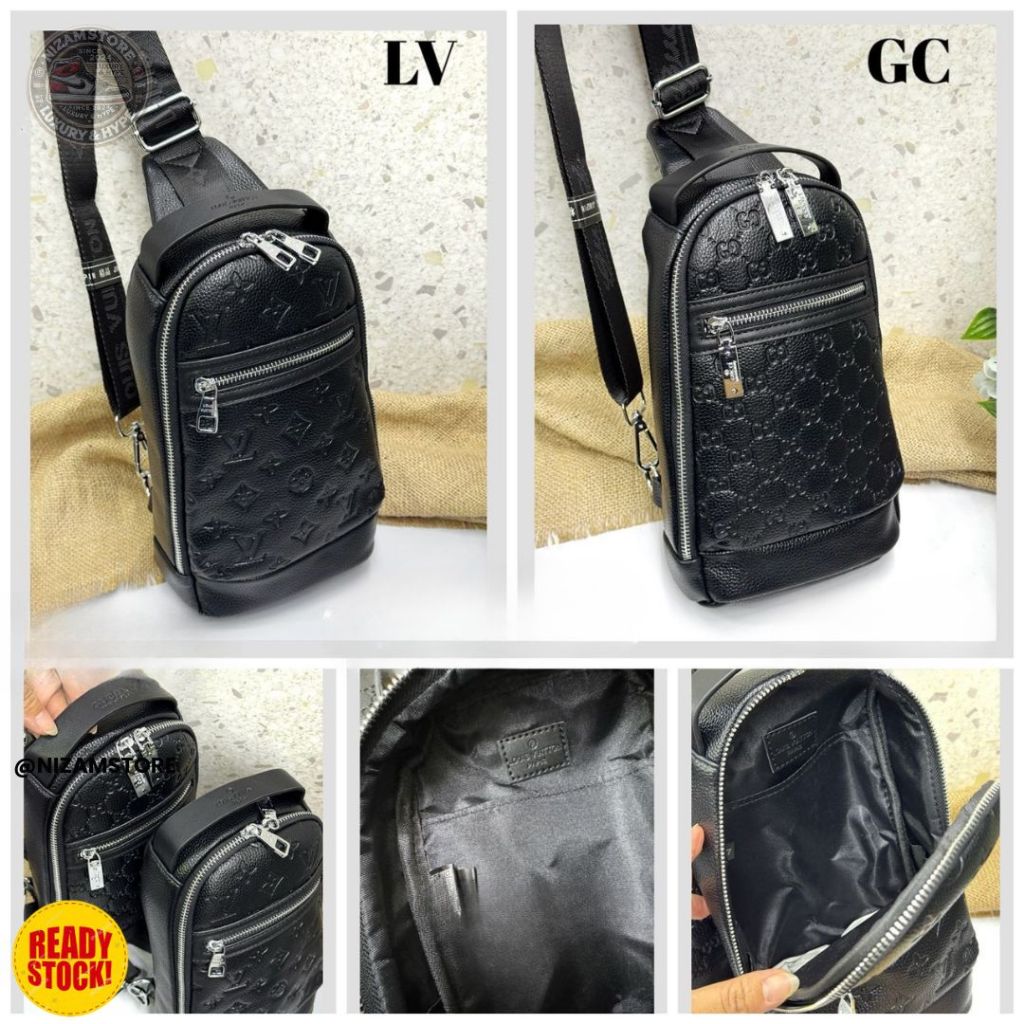 Tas Selempang Pria Wanita Kulit Jeruk Tebal Premium Ukuran 27cm Ada Nomor Seri – Sling Bag Elegan Un