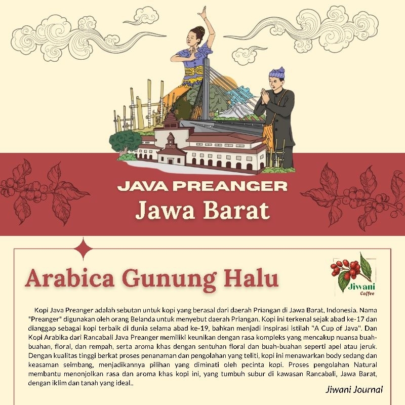 

Kopi Arabika Gunung Halu Java Preanger Premium Banana Natural, Arabica Specialty Coffee 100% Full Biji / Bubuk 200gr
