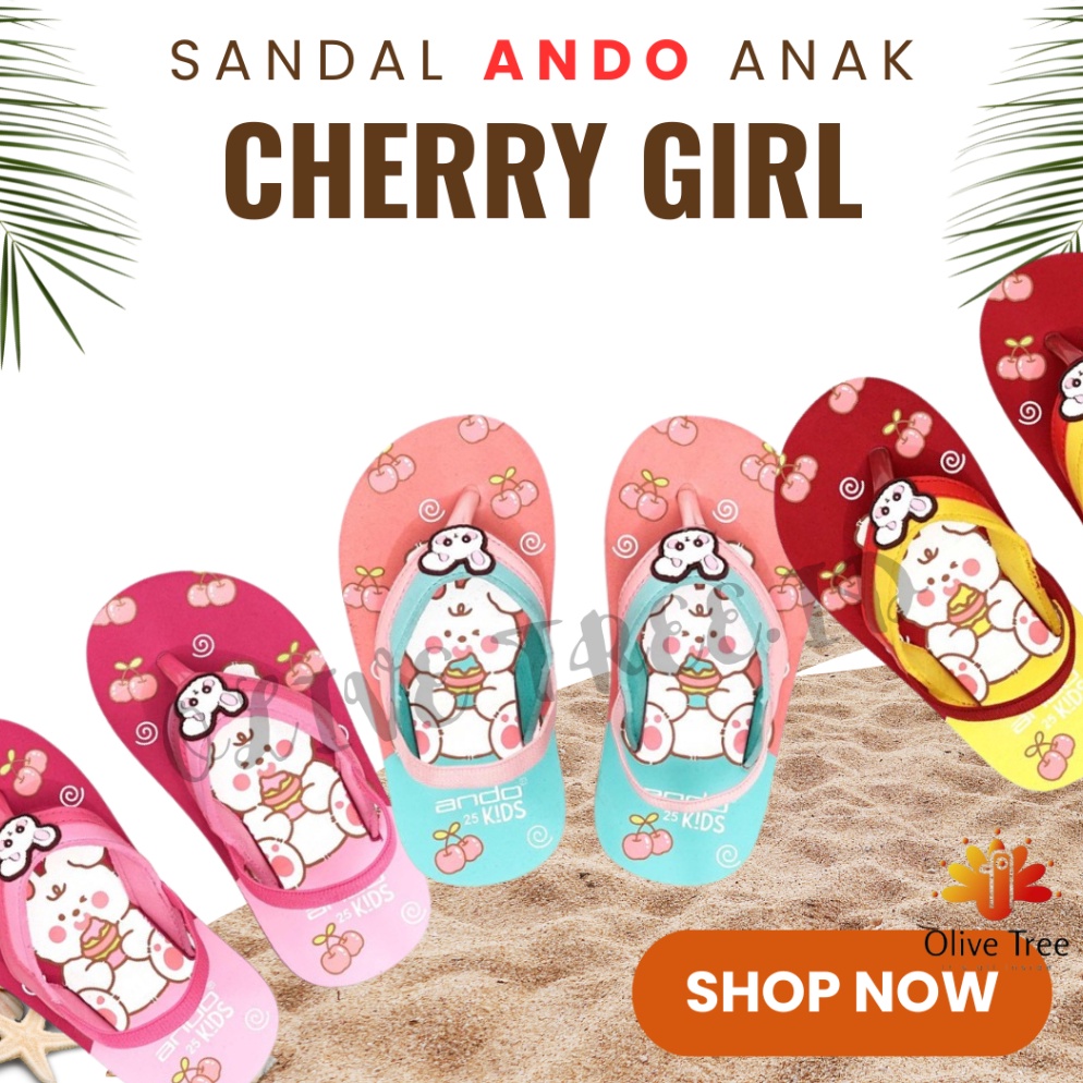 KODE V38O Sandal Jepit Anak Perempuan Ando Sandal Anak Ando CHERRY GIRLS Sandal Jepit Anak Cewek Che