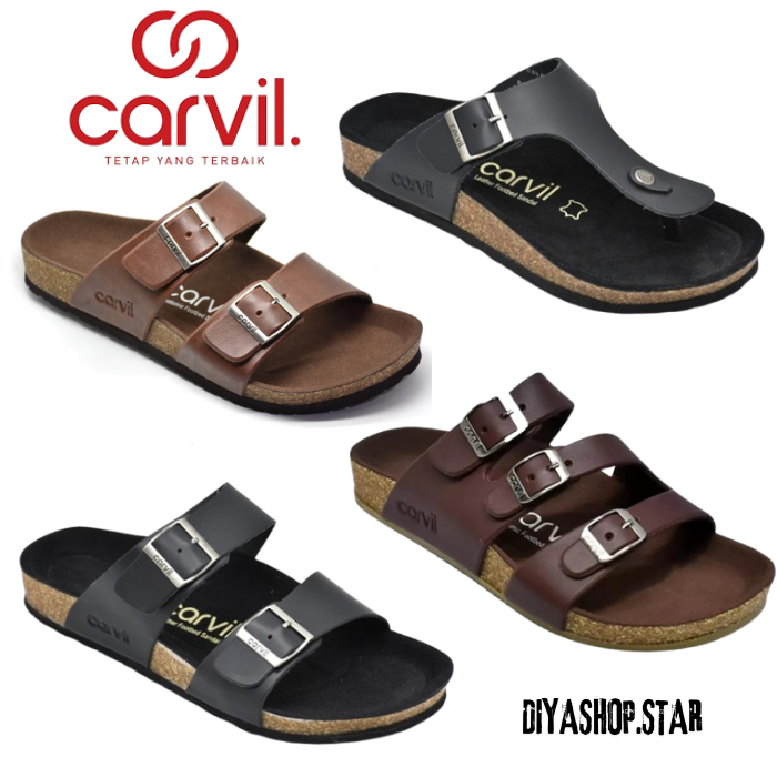 POTONGAN HARGA 53%  CARVIL SANDAL KULIT PRIA COKLAT TERBARU 2025 KUALITAS PREMIUM ORIGINAL ASLI AWET