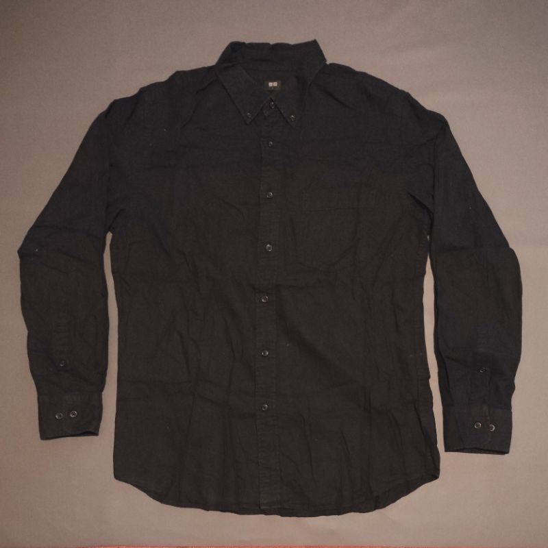 kemeja uniqlo black L