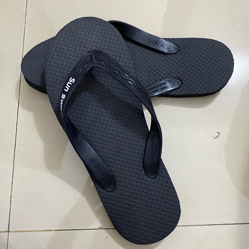 SANDAL SUN SWALLOW  SANDAL JEPIT KARET HITAM CEWEK COWOK Karet Sandal Jepit Sun Swallow Hitam Origin
