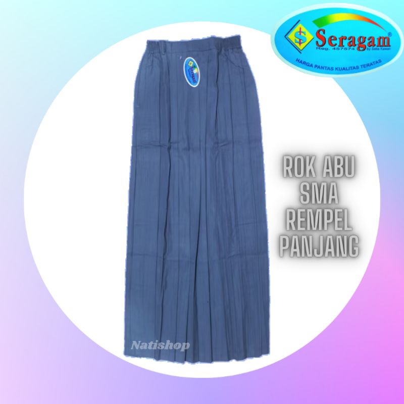 Rok abu rempel panjang SMA merk SERAGAM