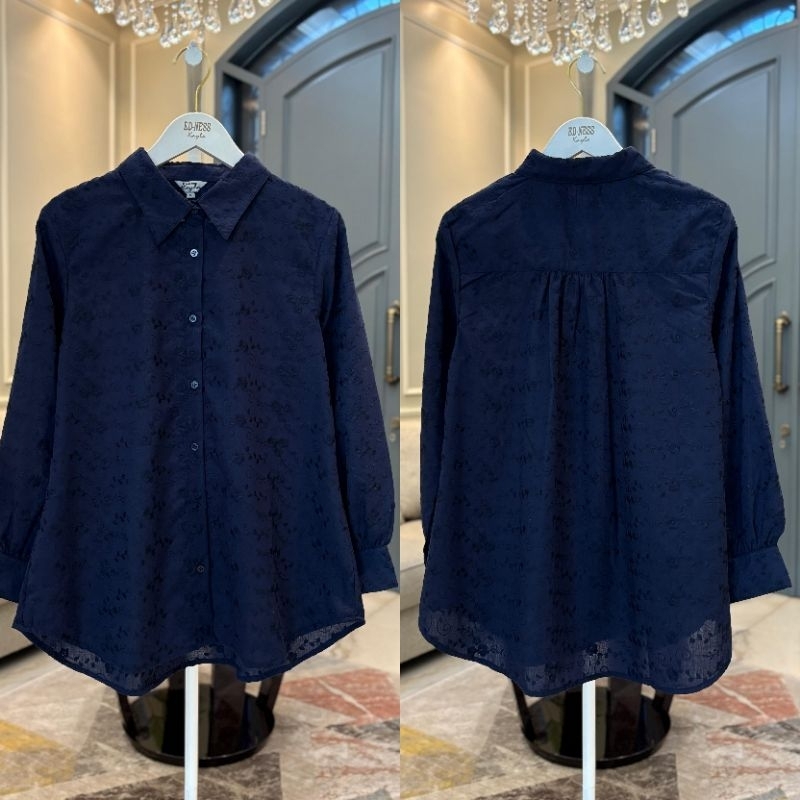 Kemeja katun bordir kancing depan full ori by Edness Kayla