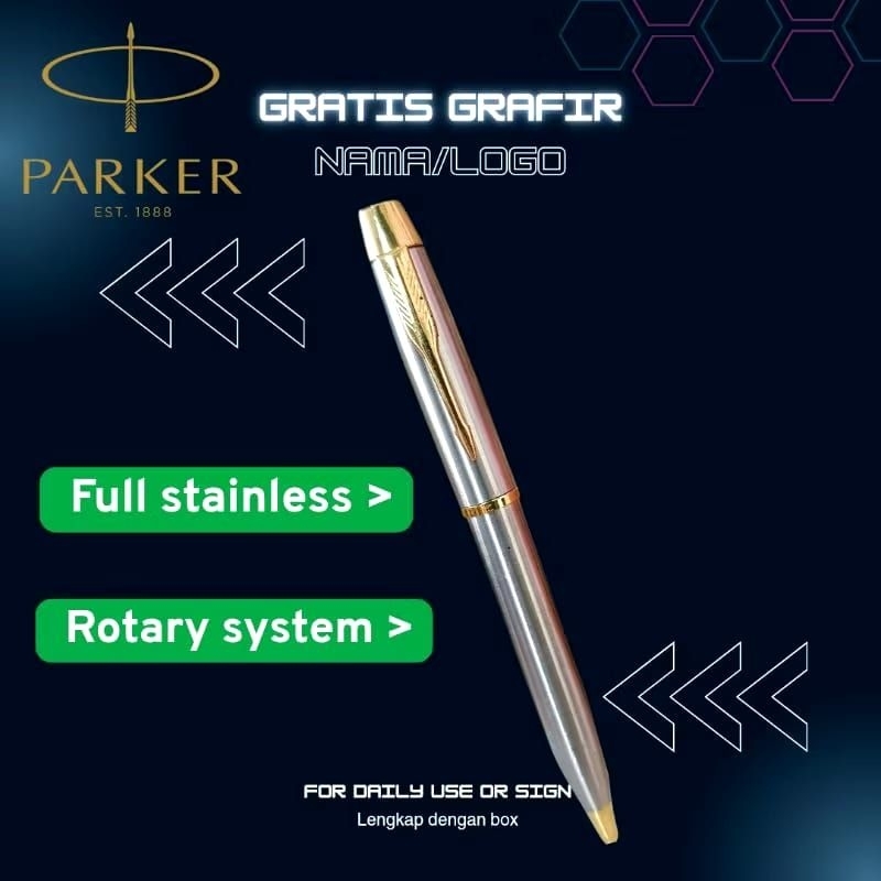 

pulpen mewah stainless model seperti Parker sonnet gratis garfir nama