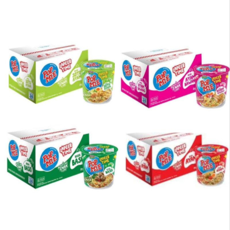 

POP MIE LAPER TIME Jumbo Kuah Rasa Ayam Bawang Baso Soto 1 Dus Isi 24 Pcs
