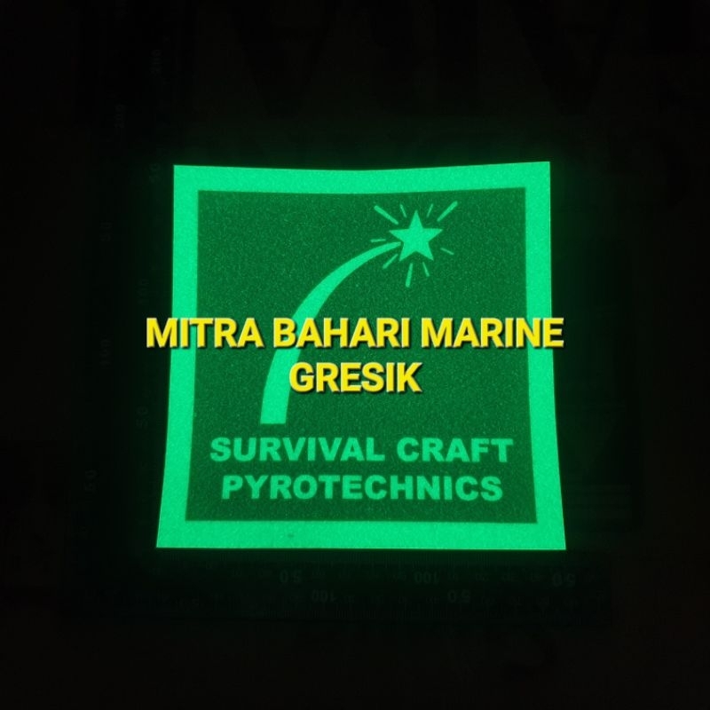 

Stiker IMO Symbol IMPA 334116 Survival Craft Distress Signal Pyrotechnics Ukuran 15x15cm Glow In The Dark