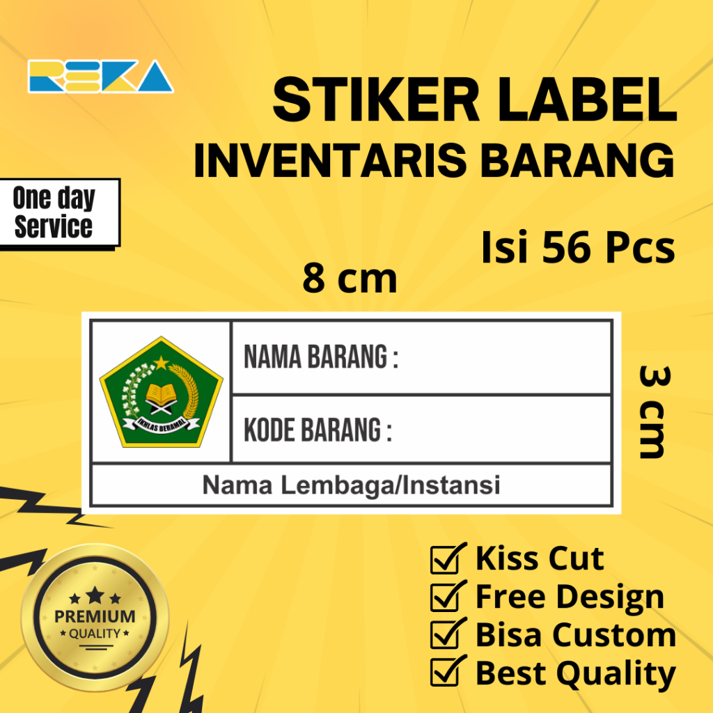 

[PAKET 56 PCS] Stiker Chromo Label Inventaris Barang Inventaris Kantor/Sekolah
