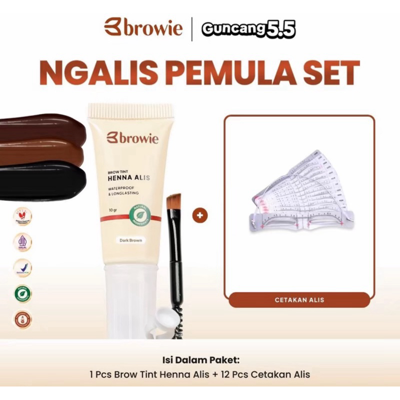 [10Gr] Browie Brow Tint Henna Alis | Eyebrow Gel Waterproof & Longlasting BPOM & Halal