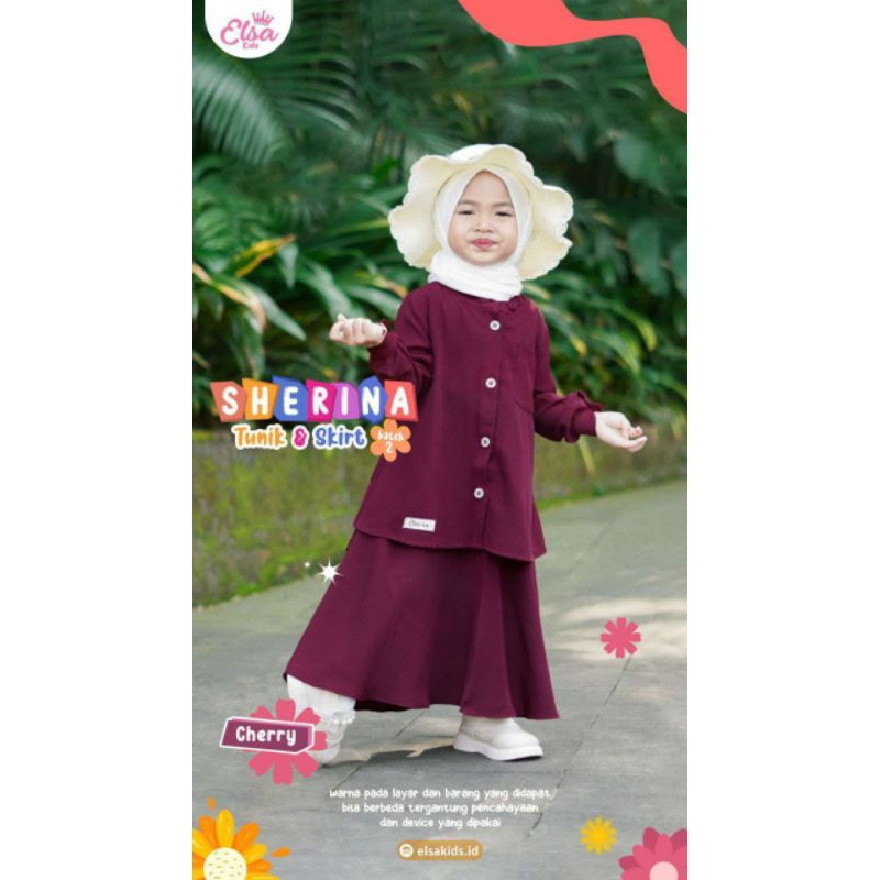 Stelan Anak set Rok Sherina Tunic & Skirt original by Elsa kids