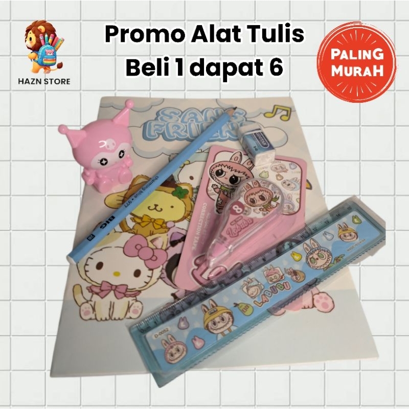 

[Paket Hemat] Alat Tulis Buku Tulis Tipe X Penghapus Pensil 2B Rautan Penggaris