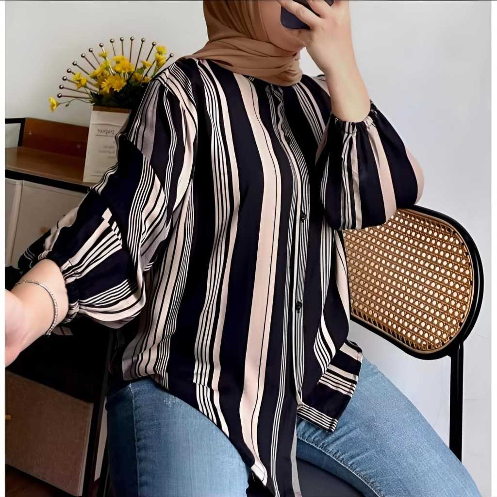 KEMEJA WANITA MOTIF BAHAN KATUN RAYON LD 110/ ATASAN RAYON PREMIUM STANDAR