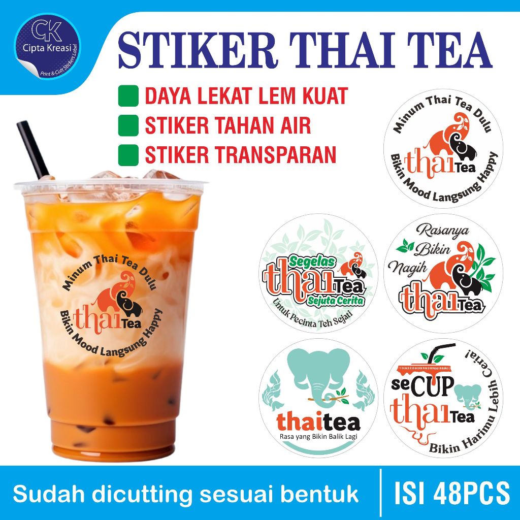 

Stiker Thaitea / Stiker Transparan / Stiker Gelas Cup / Stiker Minuman / Stiker Kemasan Produk