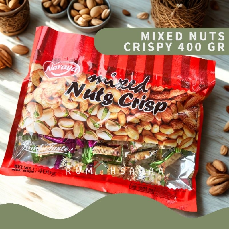 

Mixed Nuts Crispy 400gr Naraya Permen Kacang Panggang Halal dan Enak