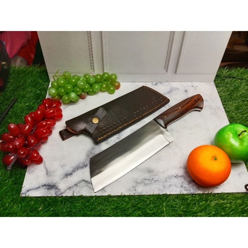 Pisau cacah tulang tebel sarung kulit