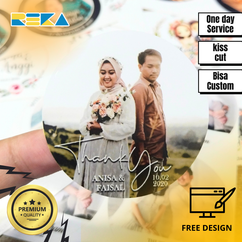 

5-7 Sticker Wedding Souvenir Stiker Pernikahan Custom Ucapan Nikah Nikahan