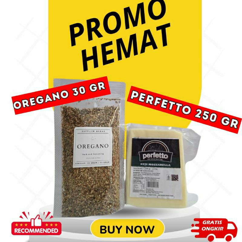 

Mozarella Perfetto 250 Gram + Oregano 30 Gram Paket Hemat