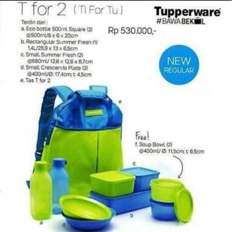 Paket bekal makanan T For 2 Tupperware(1 set)
