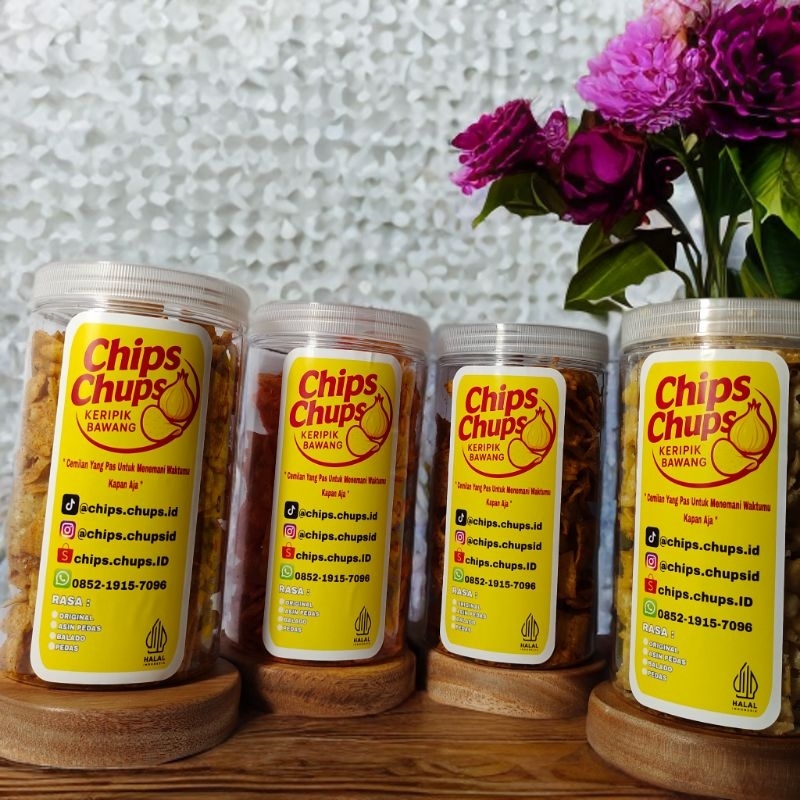 

Paket CCombo Size Toples 1000ml Keripik Bawang dengan rasa Original, Balado, Asin-Pedas, Pedas.