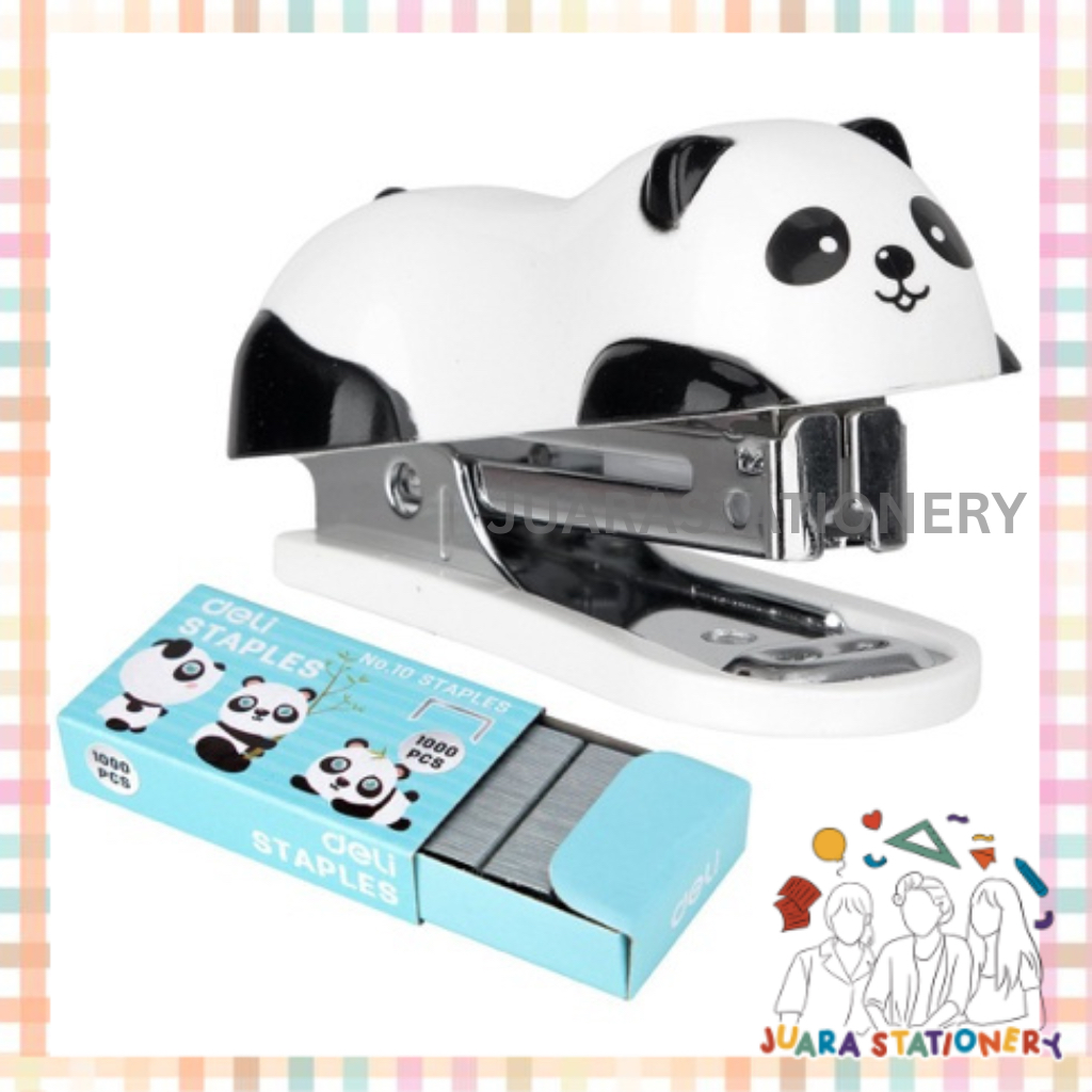 

(206) JUARASTATIONERY Stapler Mini Panda Deli 0453 / Staper Staples Panda Set Lucu Unik