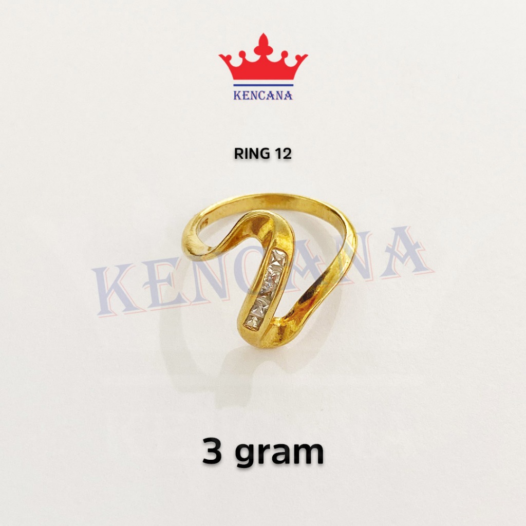 Cincin Ulir Permata Wanita Remaja Dewasa Perak Asli Silver 925 Sepuh Emas 24k