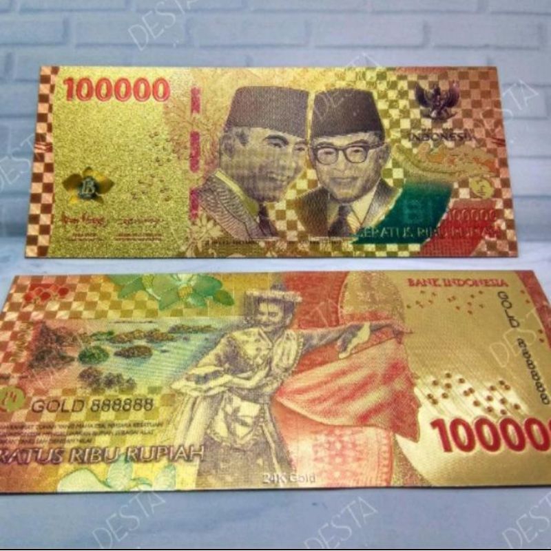 Koleksi Uang Gold Foil 100000 Unik