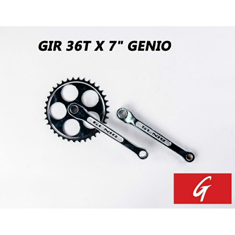 Gir Gear Crank Gowesan Sepeda 36T GENIO (TEBAL) Chrome Cp Model Pantek (paku Spi) Jengki Ontel Onthe