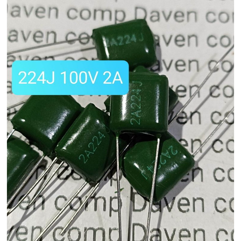 10BUAH KAPASITOR MILAR 224J 100V HIJAU MYLAR 224 J 100 VOLT 224J 100VOLT