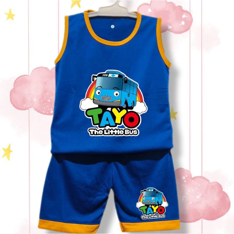 SETELAN SINGLET ANAK COWOK DAN CEWEK TAYO 1-10 TAHUN