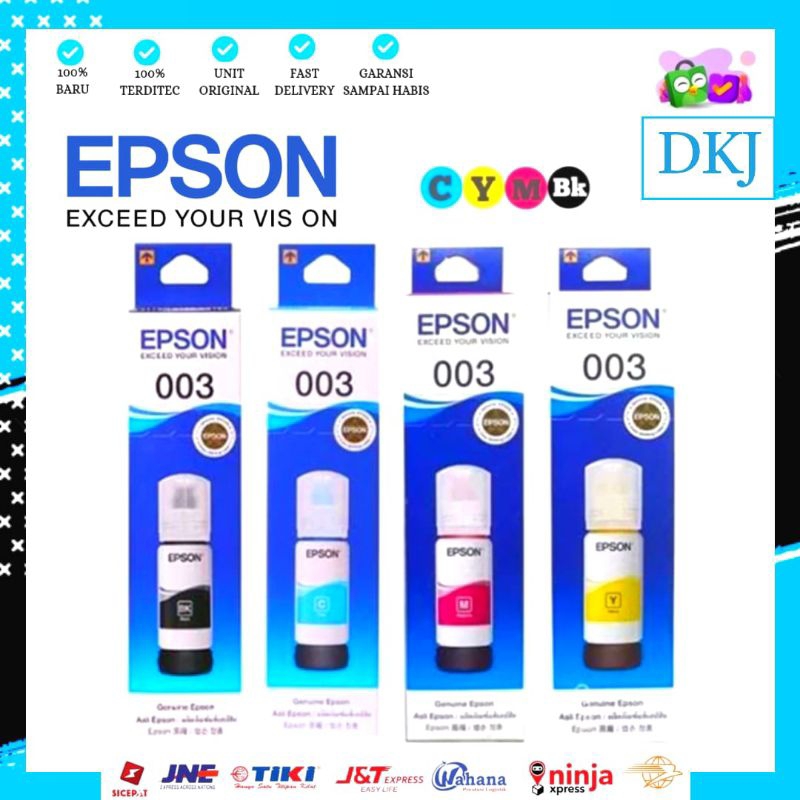 Tinta epson 003 for printer l1110 l3110 black color baru