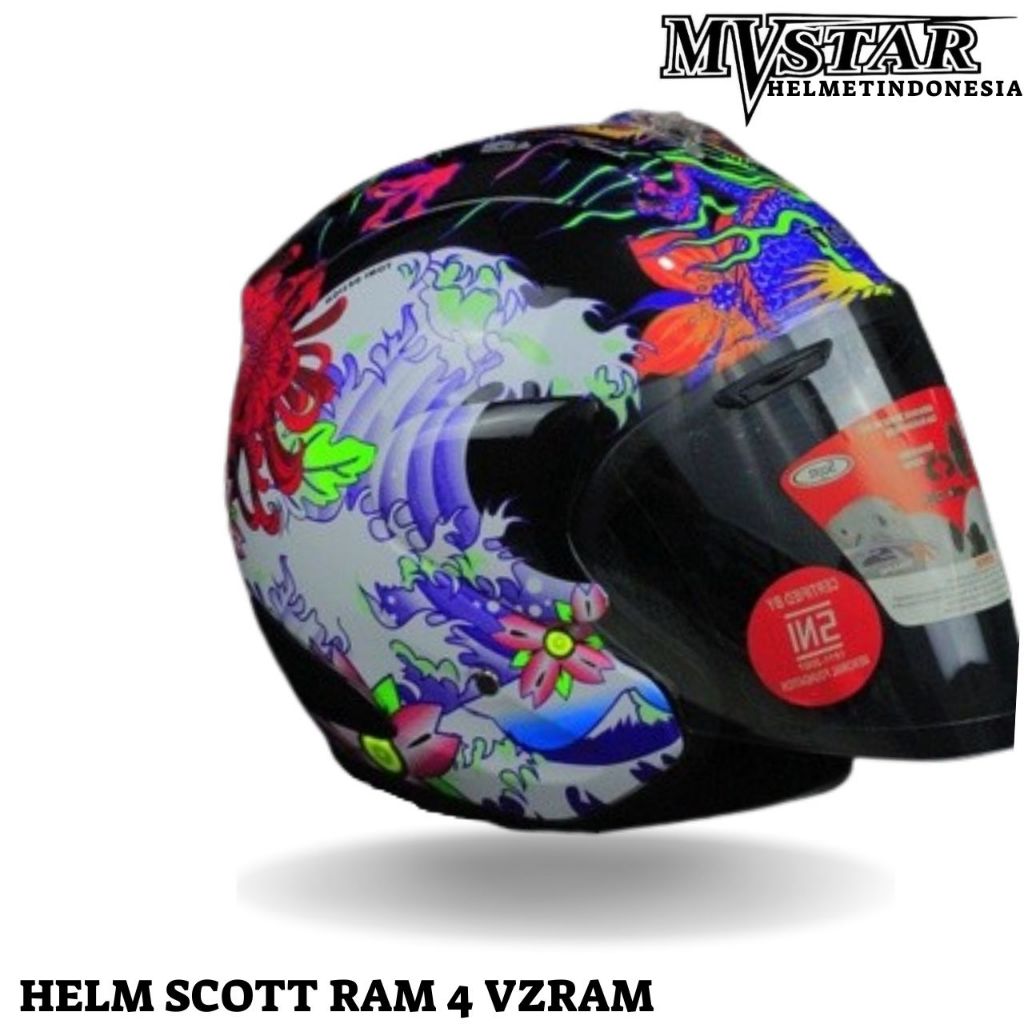 Helm scott ram 4/helm half face/helm R5/helm ala ala/helm clone/helm replika MOTIF ORIENTAL BLACK