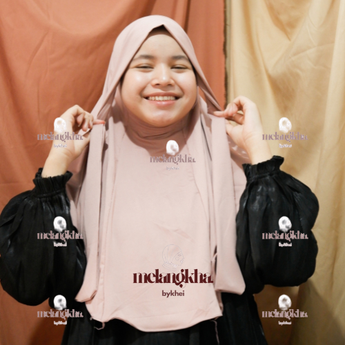 Melangkha Hijab - Hijab Bergo French Khimar Niqob Cadar Jersey Premium (2 In 1) Syar'i Jumbo