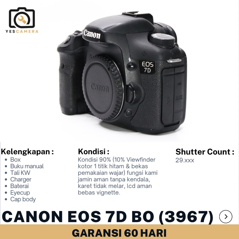 Canon 7D Body Only (Bekas) - 18MP, Full HD, - Fullset Box(3967)