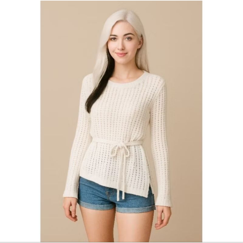 BEST SELLER OUTER RAJUT JARING TALI ATASAN WANITA LENGAN PANJANG PREMIUM