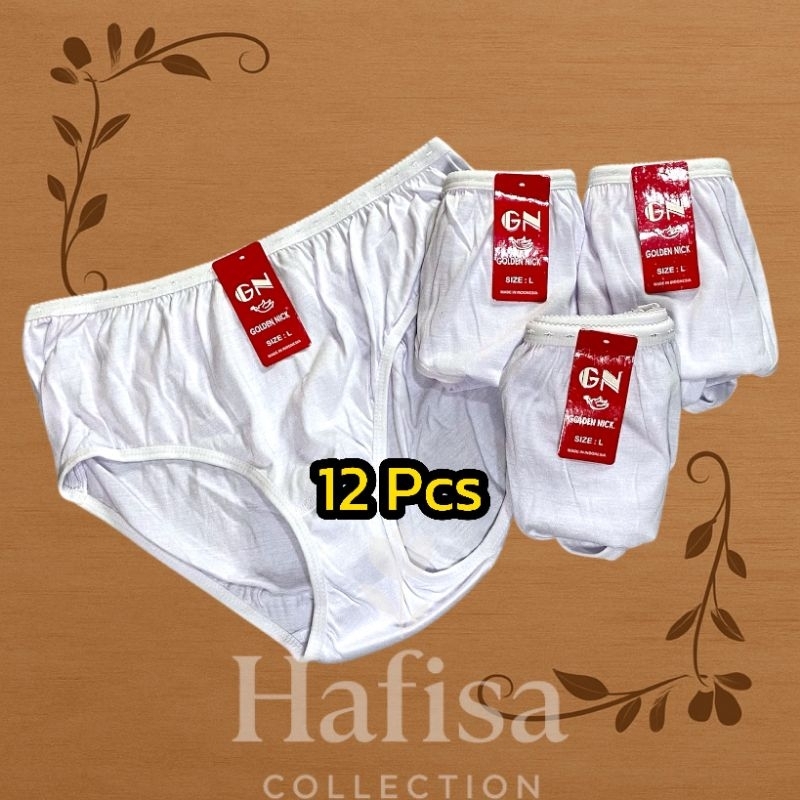 CD Golden Nick Isi 12 PCS | Celana Dalam Putih Wanita • Katun Adem Harian
